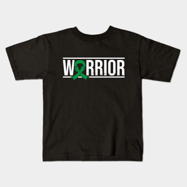 Bipolar Disorder Warrior with Green Awareness Ribbon Kids T-Shirt by GiftTrend